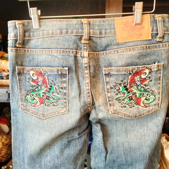 Ed Hardy Denim - Ed Hardy Koi Fish patch pocket jeans 29